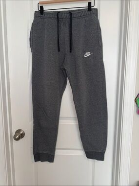 Nike Men's Dark Gray Fleece Joggers with White Logo